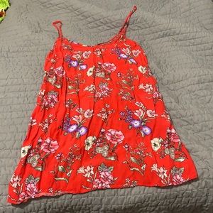 Forever 21 spaghetti strap red floral dress.